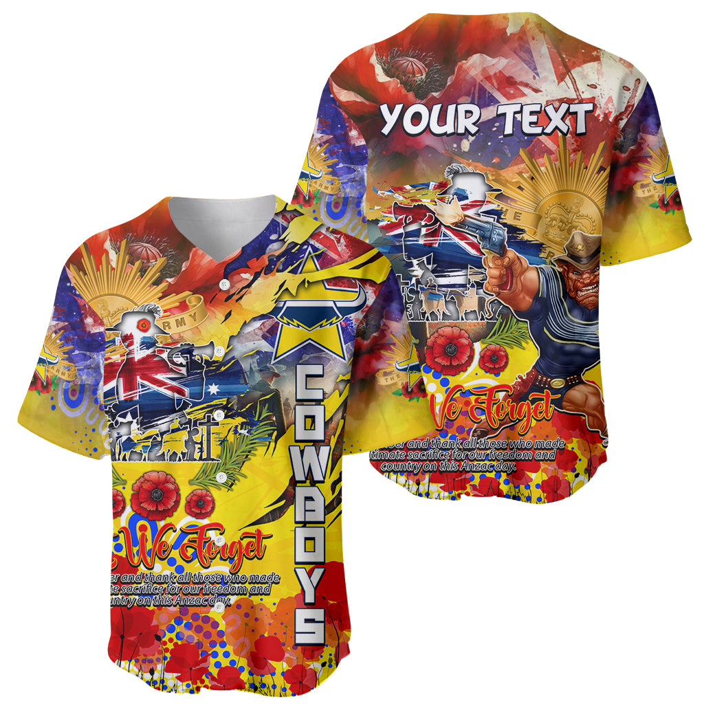 Personalised Australia Rugby Cowboys ANZAC Baseball Jersey North Queensland Scratch Style