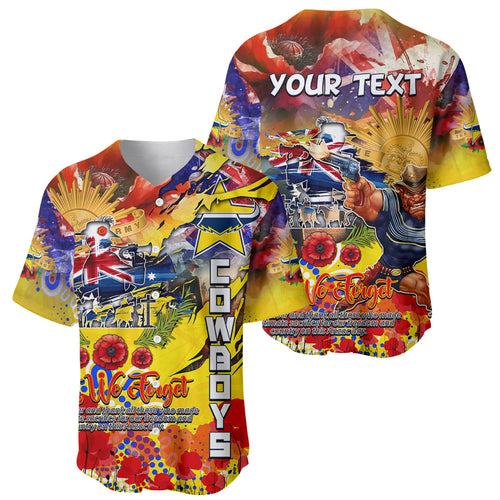 Personalised Australia Rugby Cowboys ANZAC Baseball Jersey North Queensland Scratch Style