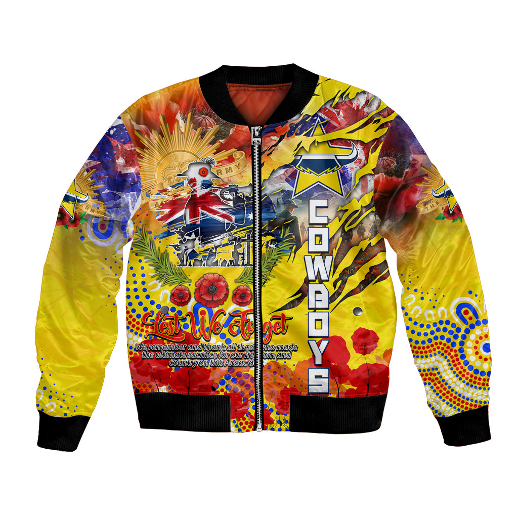 Personalised Australia Rugby Cowboys ANZAC Bomber Jacket North Queensland Scratch Style