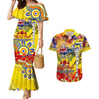 Personalised Australia Rugby Cowboys ANZAC Couples Matching Mermaid Dress and Hawaiian Shirt North Queensland Scratch Style