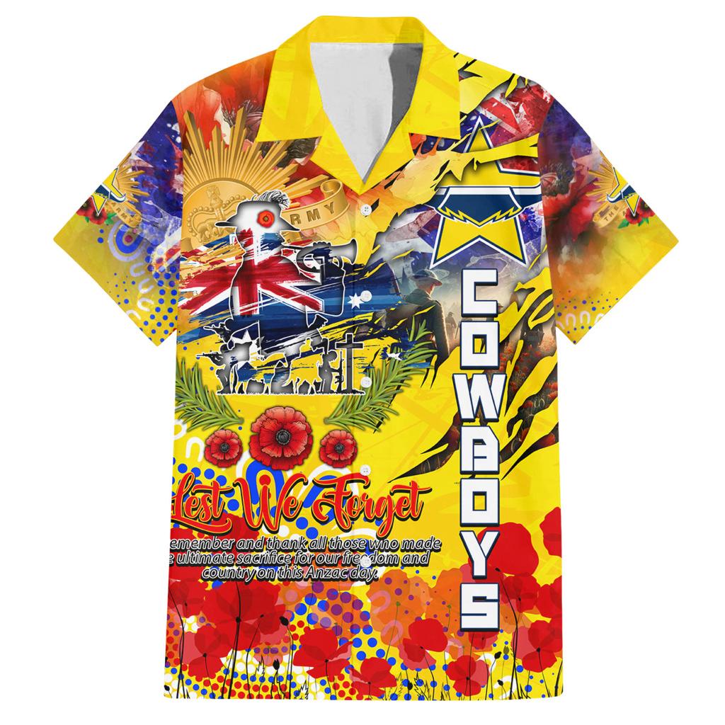 Personalised Australia Rugby Cowboys ANZAC Family Matching Long Sleeve Bodycon Dress and Hawaiian Shirt North Queensland Scratch Style