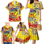 Personalised Australia Rugby Cowboys ANZAC Family Matching Mermaid Dress and Hawaiian Shirt North Queensland Scratch Style