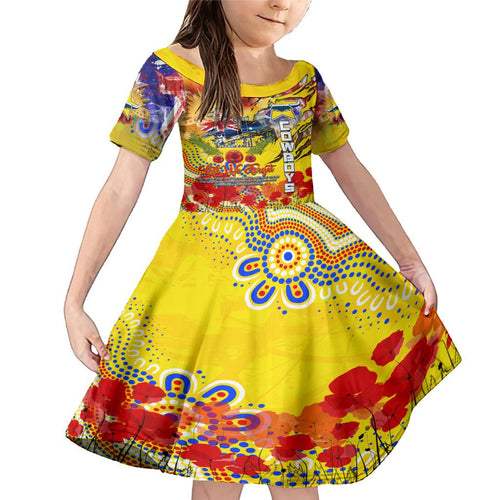 Personalised Australia Rugby Cowboys ANZAC Family Matching Mermaid Dress and Hawaiian Shirt North Queensland Scratch Style