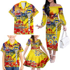 Personalised Australia Rugby Cowboys ANZAC Family Matching Off The Shoulder Long Sleeve Dress and Hawaiian Shirt North Queensland Scratch Style
