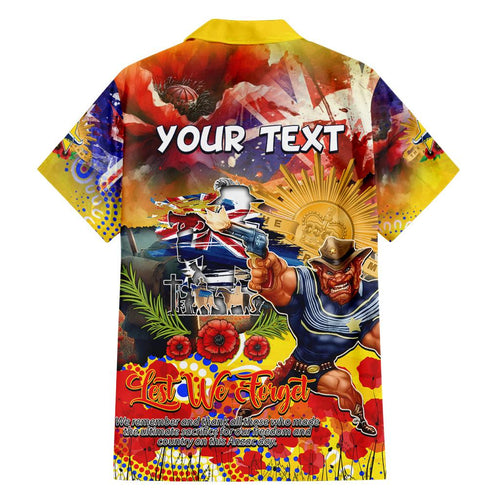 Personalised Australia Rugby Cowboys ANZAC Family Matching Off The Shoulder Long Sleeve Dress and Hawaiian Shirt North Queensland Scratch Style
