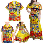 Personalised Australia Rugby Cowboys ANZAC Family Matching Off Shoulder Maxi Dress and Hawaiian Shirt North Queensland Scratch Style