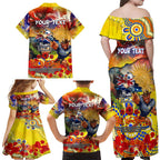 Personalised Australia Rugby Cowboys ANZAC Family Matching Off Shoulder Maxi Dress and Hawaiian Shirt North Queensland Scratch Style