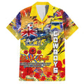 Personalised Australia Rugby Cowboys ANZAC Family Matching Off Shoulder Maxi Dress and Hawaiian Shirt North Queensland Scratch Style