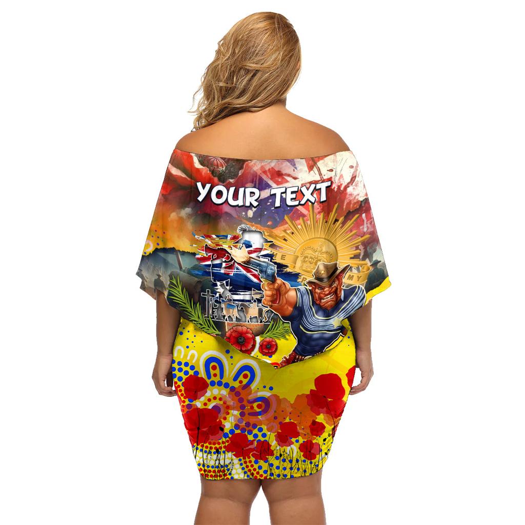 Personalised Australia Rugby Cowboys ANZAC Family Matching Off Shoulder Short Dress and Hawaiian Shirt North Queensland Scratch Style