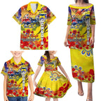 Personalised Australia Rugby Cowboys ANZAC Family Matching Puletasi and Hawaiian Shirt North Queensland Scratch Style