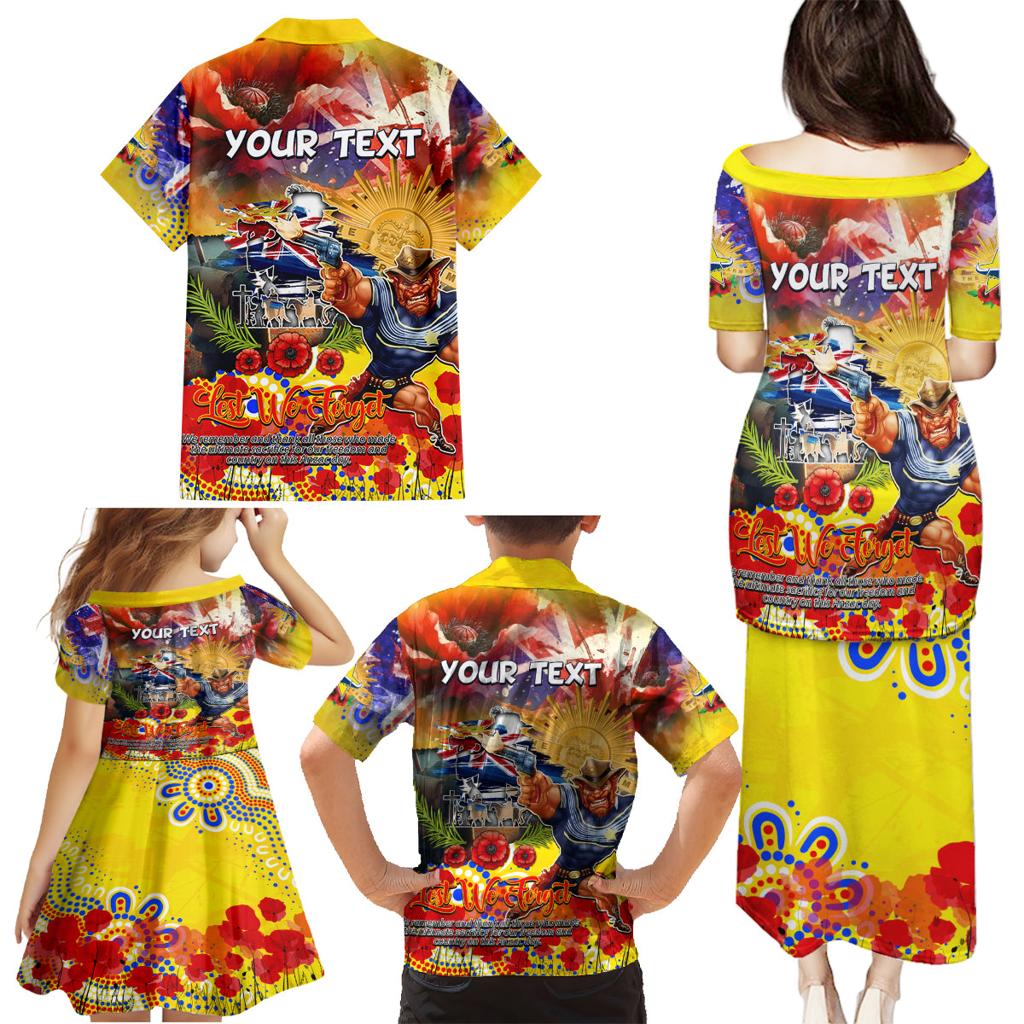 Personalised Australia Rugby Cowboys ANZAC Family Matching Puletasi and Hawaiian Shirt North Queensland Scratch Style