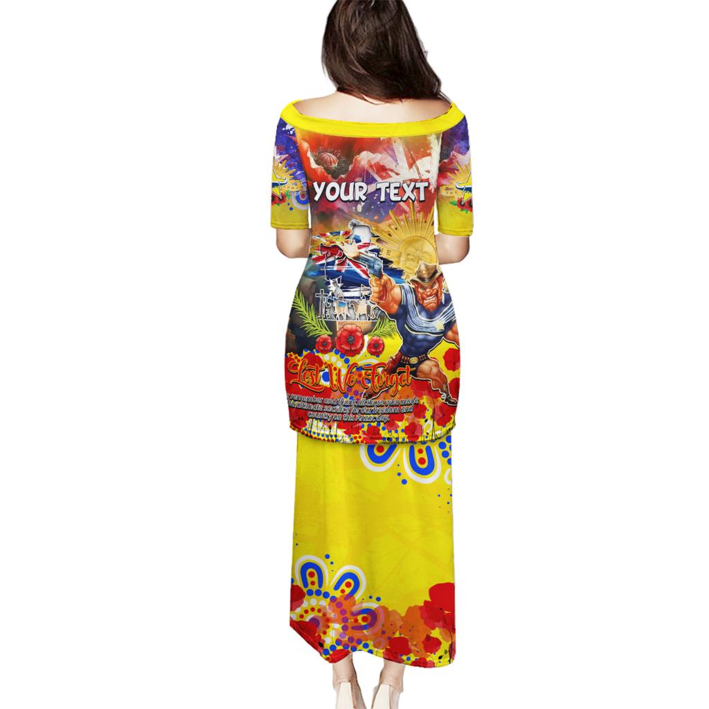 Personalised Australia Rugby Cowboys ANZAC Family Matching Puletasi and Hawaiian Shirt North Queensland Scratch Style