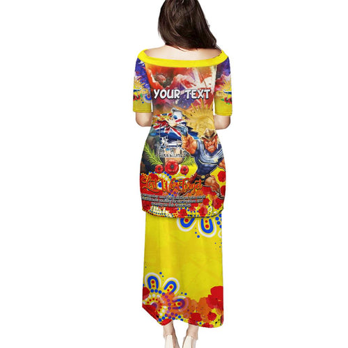 Personalised Australia Rugby Cowboys ANZAC Family Matching Puletasi and Hawaiian Shirt North Queensland Scratch Style
