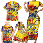 Personalised Australia Rugby Cowboys ANZAC Family Matching Short Sleeve Bodycon Dress and Hawaiian Shirt North Queensland Scratch Style