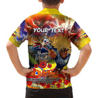 Personalised Australia Rugby Cowboys ANZAC Family Matching Short Sleeve Bodycon Dress and Hawaiian Shirt North Queensland Scratch Style