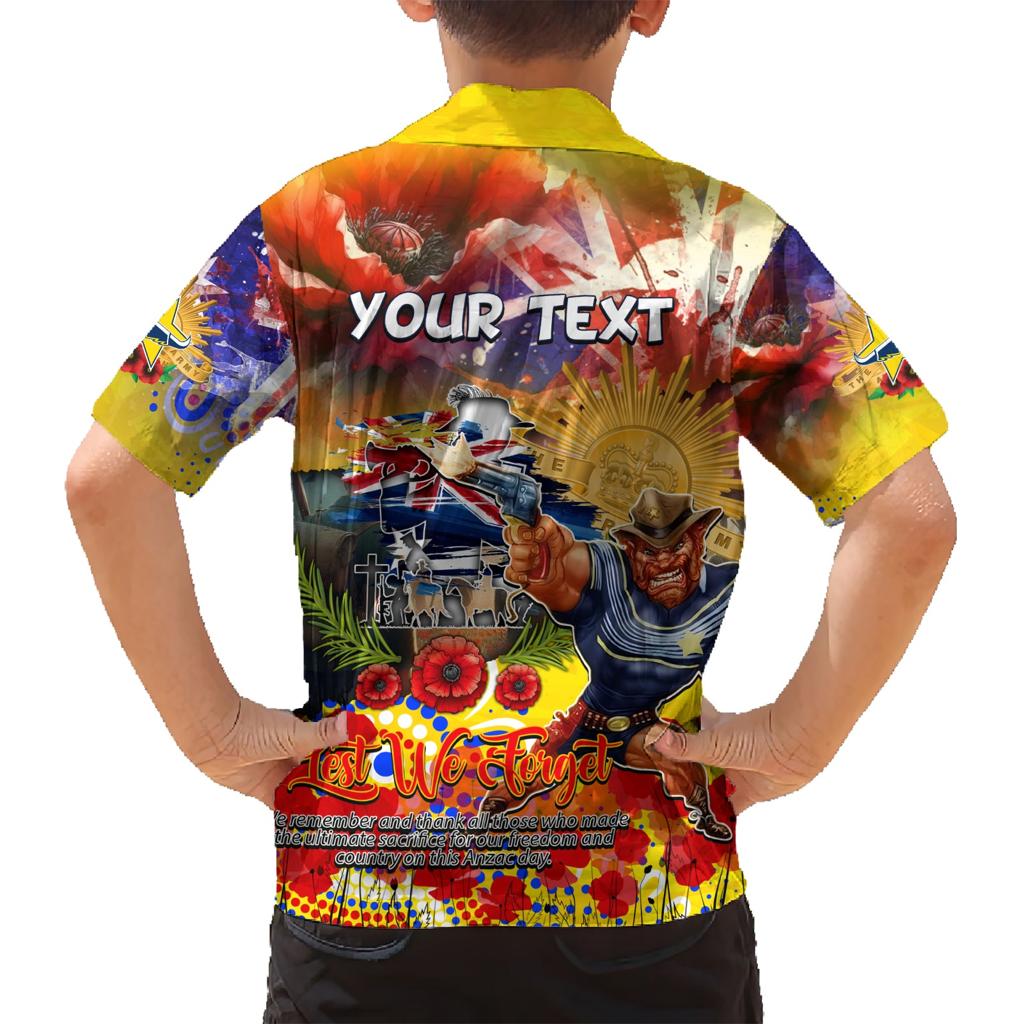 Personalised Australia Rugby Cowboys ANZAC Family Matching Short Sleeve Bodycon Dress and Hawaiian Shirt North Queensland Scratch Style