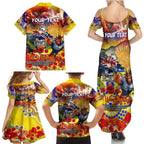 Personalised Australia Rugby Cowboys ANZAC Family Matching Summer Maxi Dress and Hawaiian Shirt North Queensland Scratch Style
