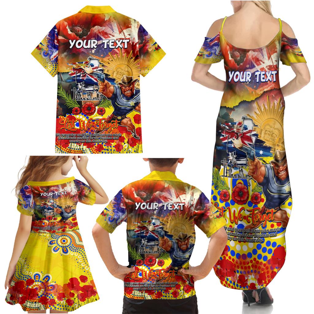 Personalised Australia Rugby Cowboys ANZAC Family Matching Summer Maxi Dress and Hawaiian Shirt North Queensland Scratch Style