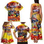 Personalised Australia Rugby Cowboys ANZAC Family Matching Tank Maxi Dress and Hawaiian Shirt North Queensland Scratch Style