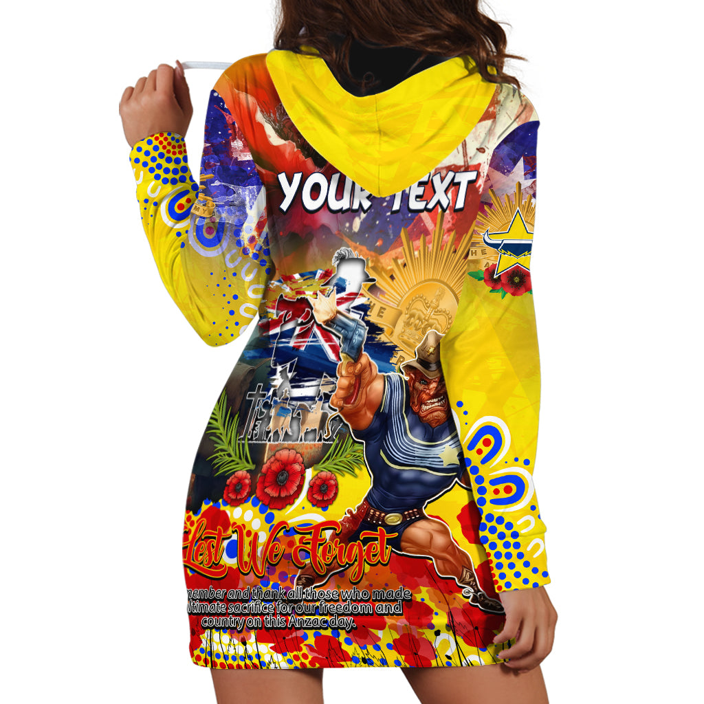Personalised Australia Rugby Cowboys ANZAC Hoodie Dress North Queensland Scratch Style