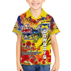 Personalised Australia Rugby Cowboys ANZAC Kid Hawaiian Shirt North Queensland Scratch Style