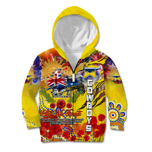 Personalised Australia Rugby Cowboys ANZAC Kid Hoodie North Queensland Scratch Style