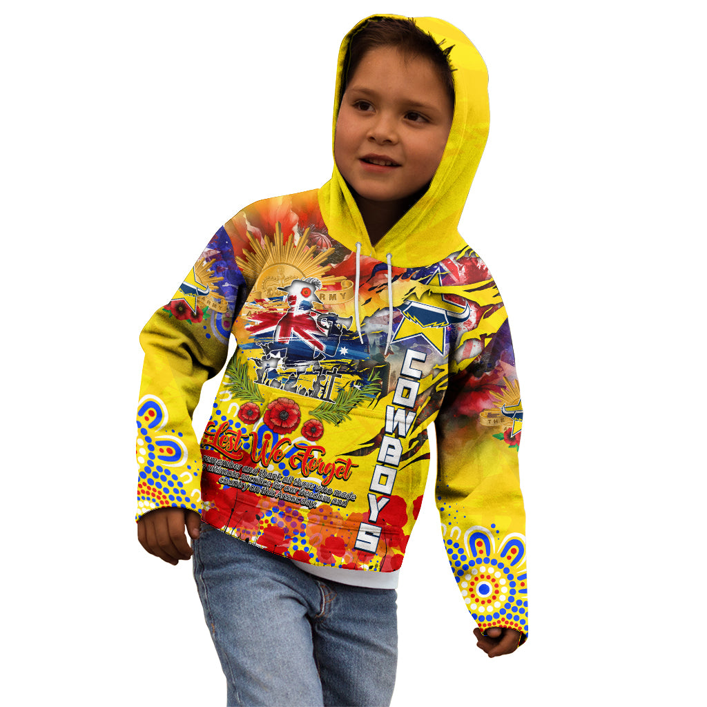 Personalised Australia Rugby Cowboys ANZAC Kid Hoodie North Queensland Scratch Style