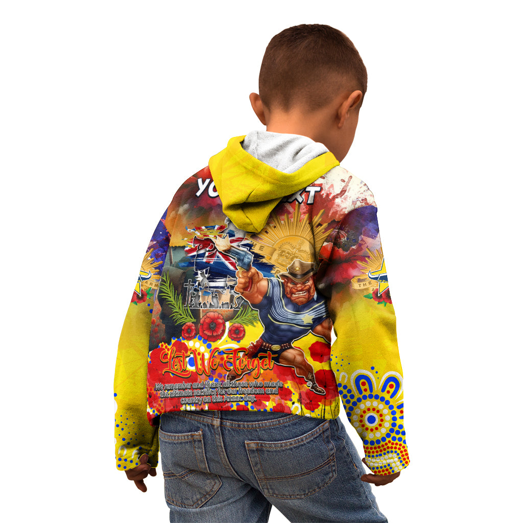 Personalised Australia Rugby Cowboys ANZAC Kid Hoodie North Queensland Scratch Style
