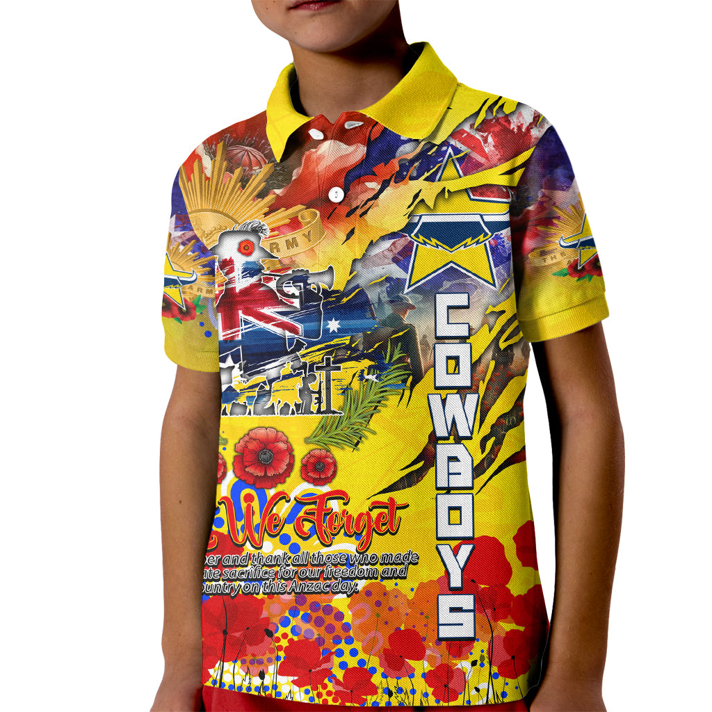 Personalised Australia Rugby Cowboys ANZAC Kid Polo Shirt North Queensland Scratch Style