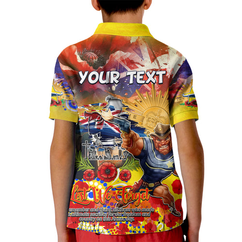 Personalised Australia Rugby Cowboys ANZAC Kid Polo Shirt North Queensland Scratch Style