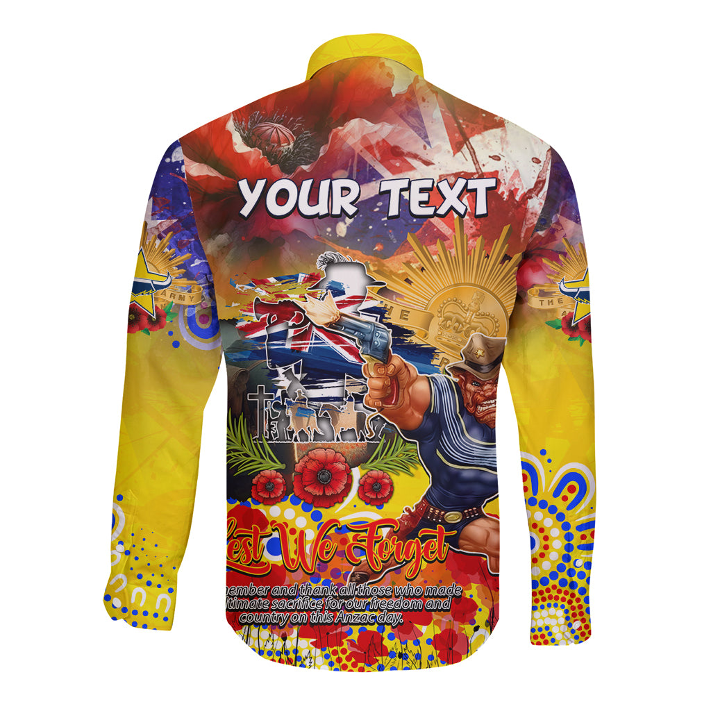 Personalised Australia Rugby Cowboys ANZAC Long Sleeve Button Shirt North Queensland Scratch Style