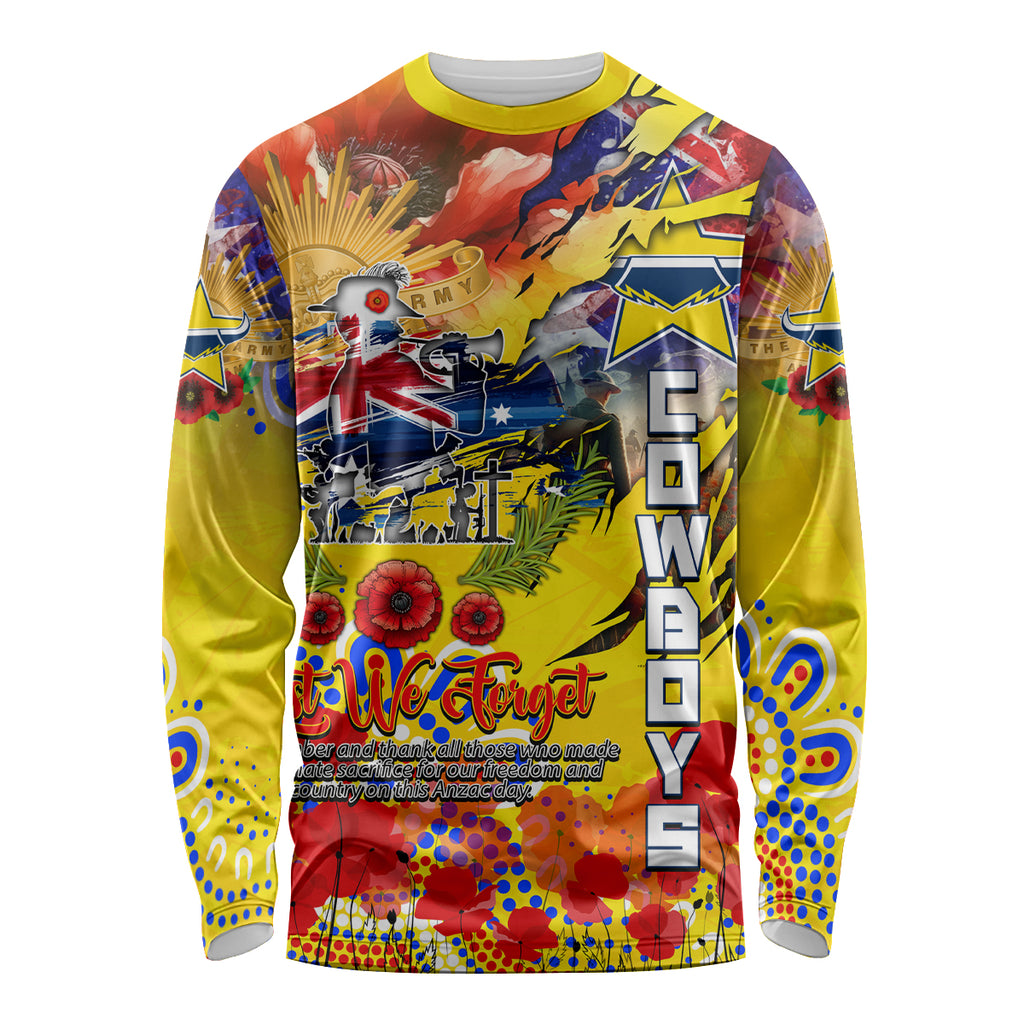 Personalised Australia Rugby Cowboys ANZAC Long Sleeve Shirt North Queensland Scratch Style