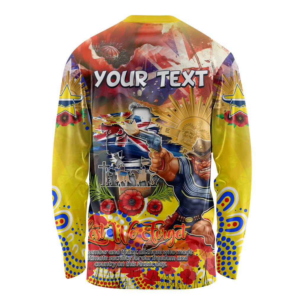 Personalised Australia Rugby Cowboys ANZAC Long Sleeve Shirt North Queensland Scratch Style