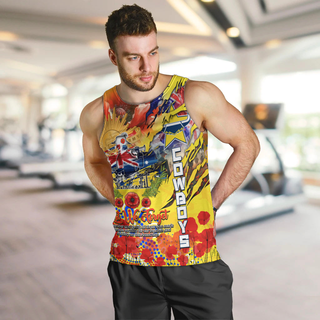 Personalised Australia Rugby Cowboys ANZAC Men Tank Top North Queensland Scratch Style