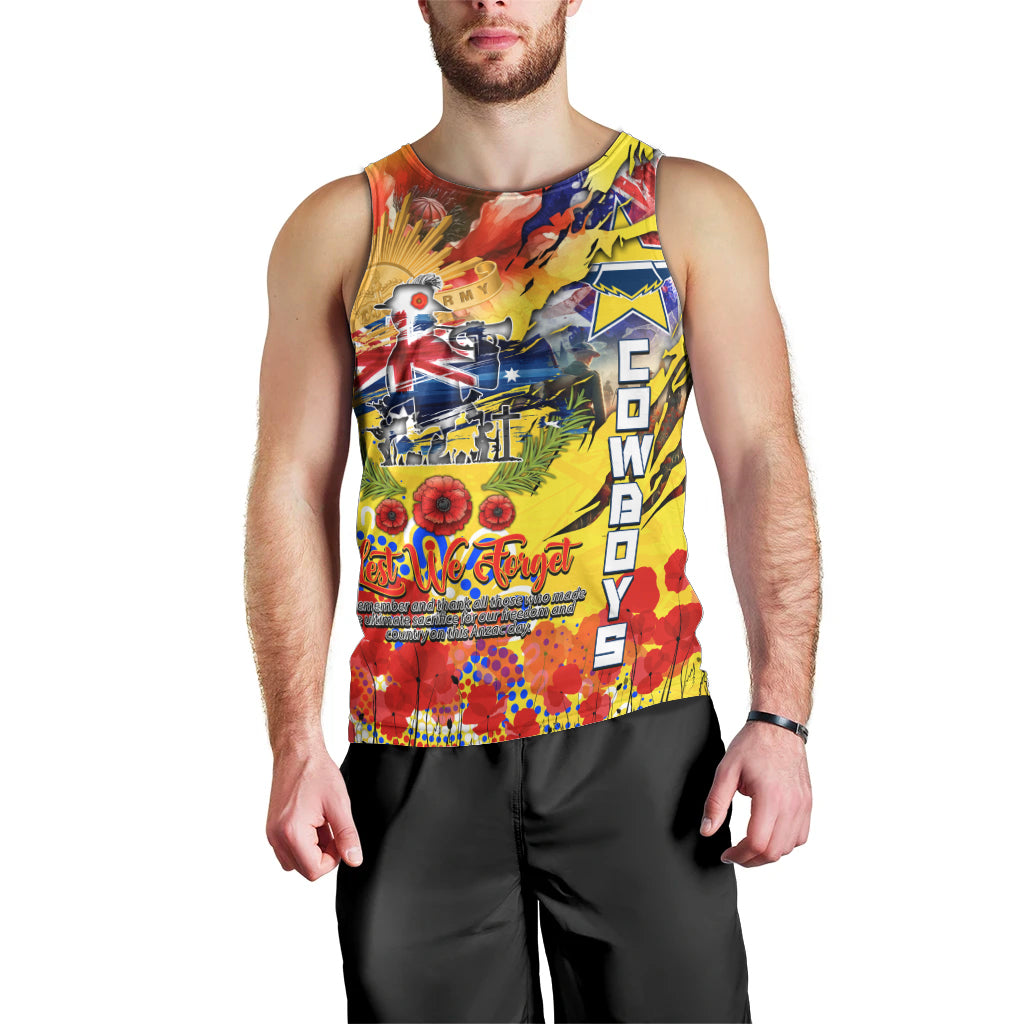 Personalised Australia Rugby Cowboys ANZAC Men Tank Top North Queensland Scratch Style