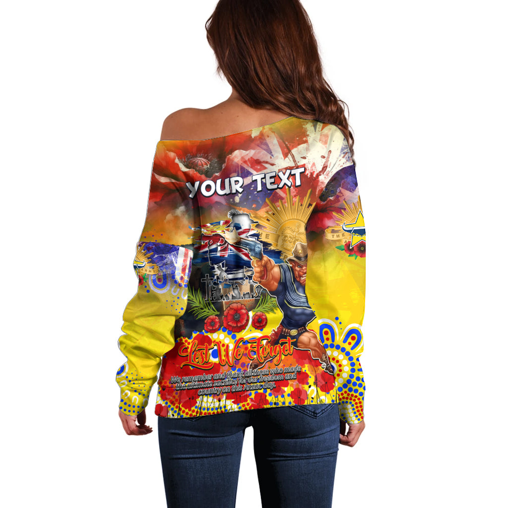 Personalised Australia Rugby Cowboys ANZAC Off Shoulder Sweater North Queensland Scratch Style