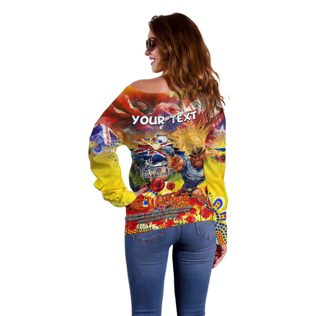 Personalised Australia Rugby Cowboys ANZAC Off Shoulder Sweater North Queensland Scratch Style