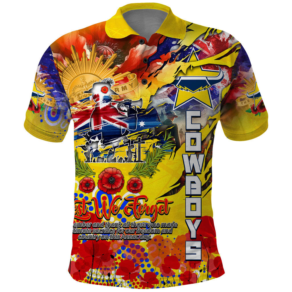Personalised Australia Rugby Cowboys ANZAC Polo Shirt North Queensland Scratch Style
