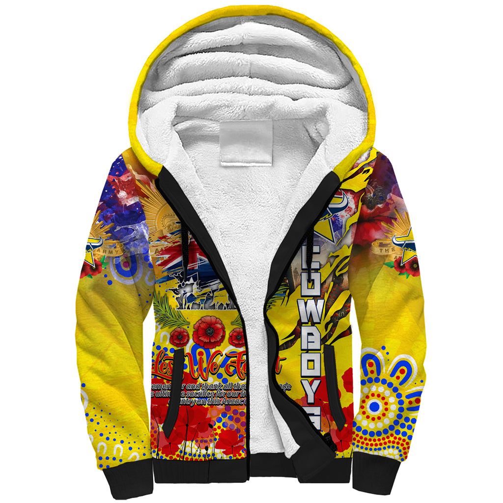 Personalised Australia Rugby Cowboys ANZAC Sherpa Hoodie North Queensland Scratch Style