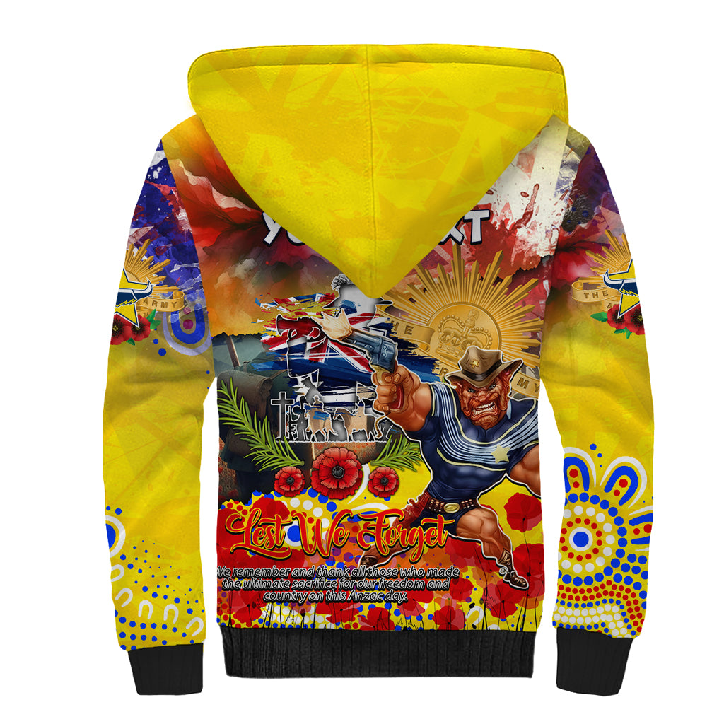 Personalised Australia Rugby Cowboys ANZAC Sherpa Hoodie North Queensland Scratch Style