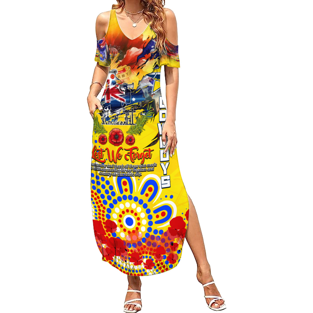 Personalised Australia Rugby Cowboys ANZAC Summer Maxi Dress North Queensland Scratch Style