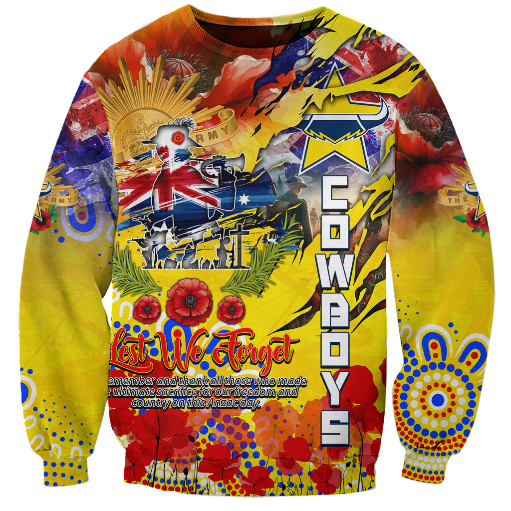 Personalised Australia Rugby Cowboys ANZAC Sweatshirt North Queensland Scratch Style