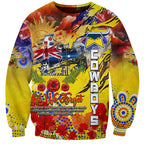 Personalised Australia Rugby Cowboys ANZAC Sweatshirt North Queensland Scratch Style