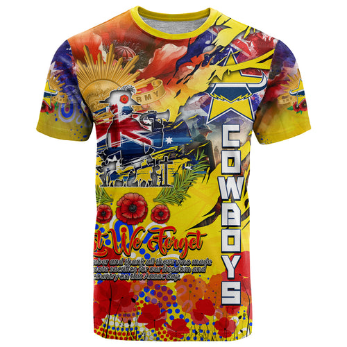 Personalised Australia Rugby Cowboys ANZAC T Shirt North Queensland Scratch Style