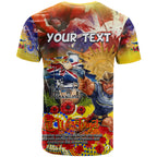 Personalised Australia Rugby Cowboys ANZAC T Shirt North Queensland Scratch Style