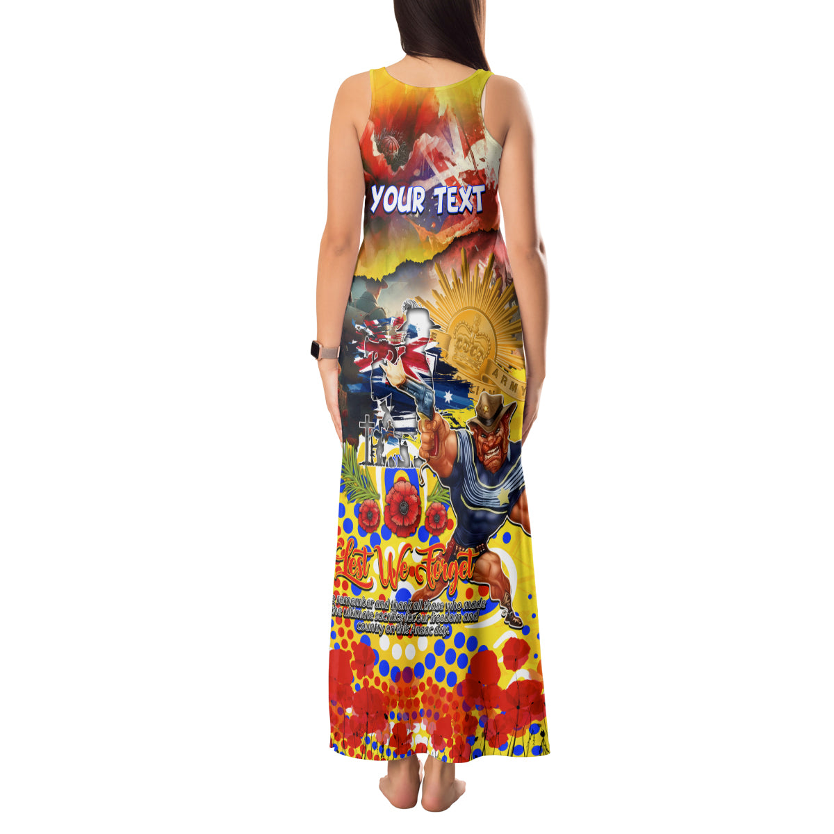 Personalised Australia Rugby Cowboys ANZAC Tank Maxi Dress North Queensland Scratch Style