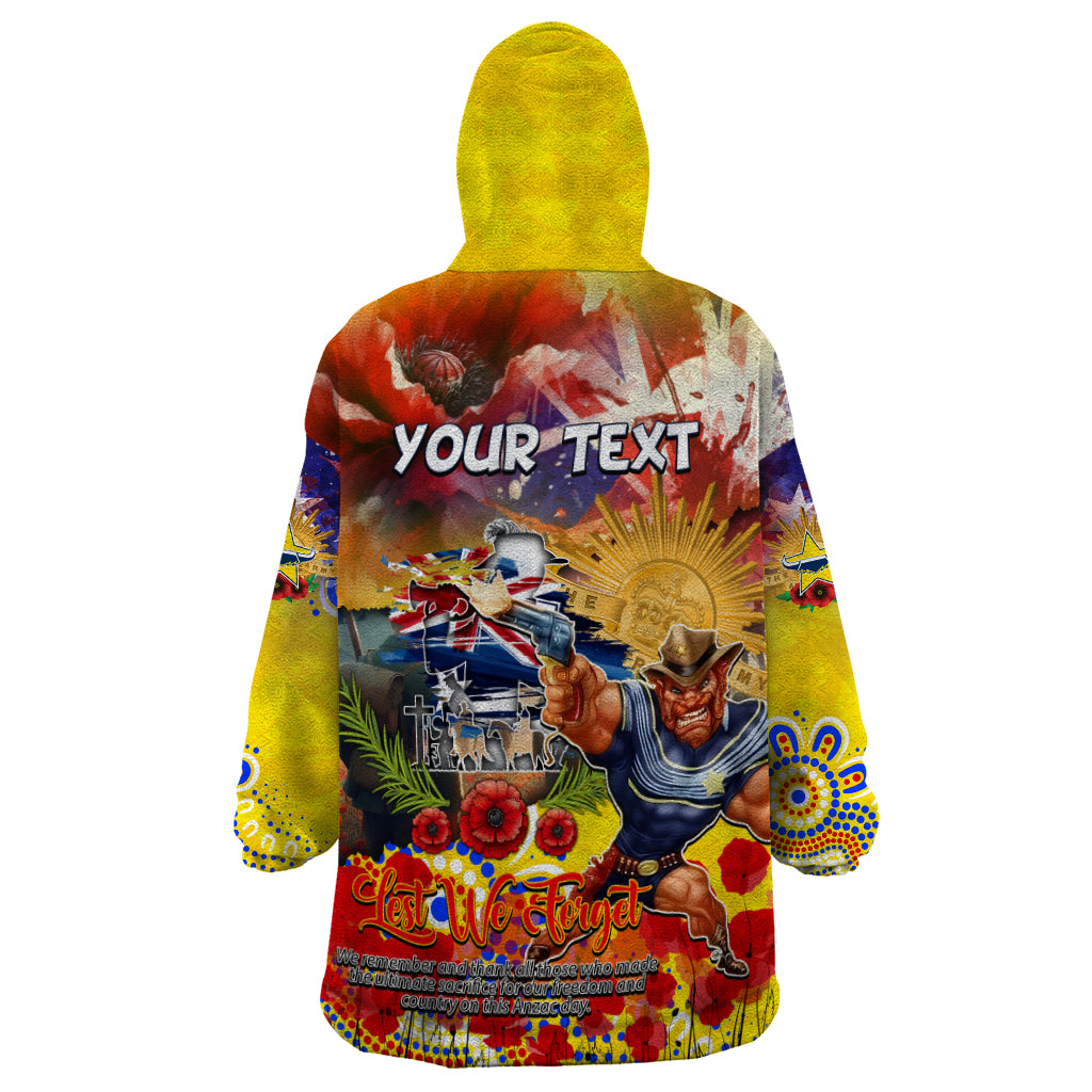 Personalised Australia Rugby Cowboys ANZAC Wearable Blanket Hoodie North Queensland Scratch Style