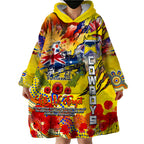 Personalised Australia Rugby Cowboys ANZAC Wearable Blanket Hoodie North Queensland Scratch Style