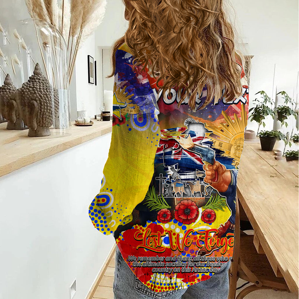 Personalised Australia Rugby Cowboys ANZAC Women Casual Shirt North Queensland Scratch Style