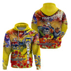 Personalised Australia Rugby Cowboys ANZAC Zip Hoodie North Queensland Scratch Style